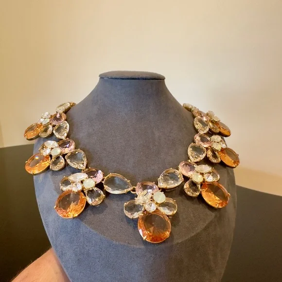 NWT Luxury Wedding Rare Spring Summer Formal J. Crew Crystal Statement Necklace